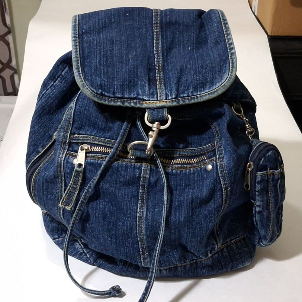 Vintage 90s Empress Intl Denim Utility Backpack with Detachable Coin Pouch